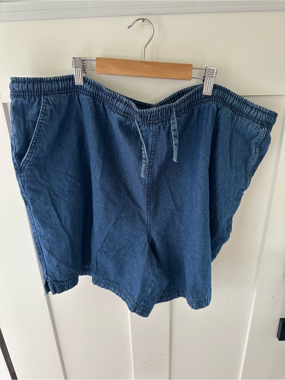 Classic Blue Denim Jean Shorts with Elastic Waist
